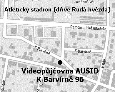 Mapa umístění videopůjčovny AUSID Pardubice.